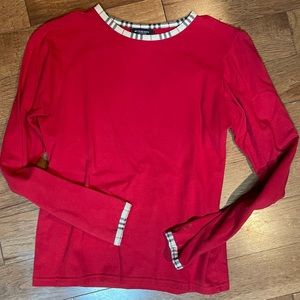 Red Burberry long sleeve top in AS ❤️❤️❤️